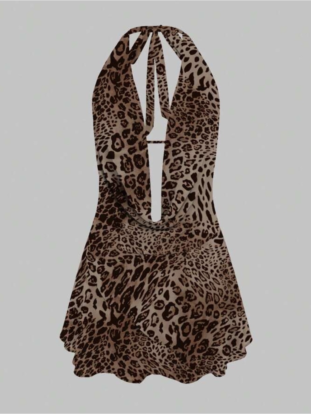 Brown Leopard Halter One-Piece Dress